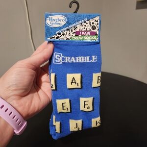 Hasbro Blue Scrabble Crew Socks